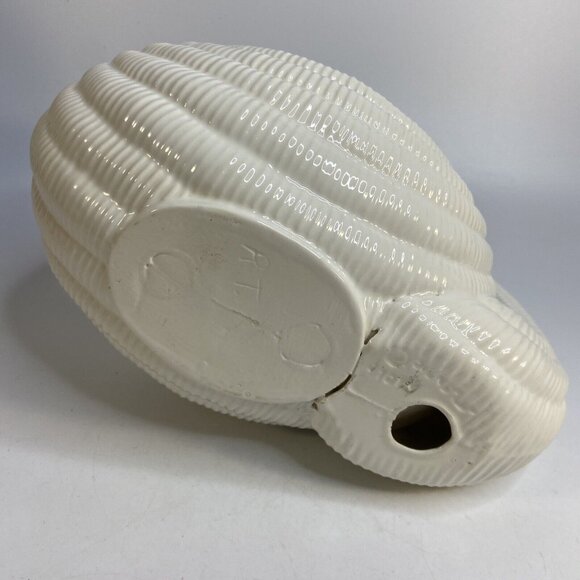 Vtg Atlantic Mold Swan Planter Cachepot Basket White Ceramic Duck Goose - Picture 4 of 6